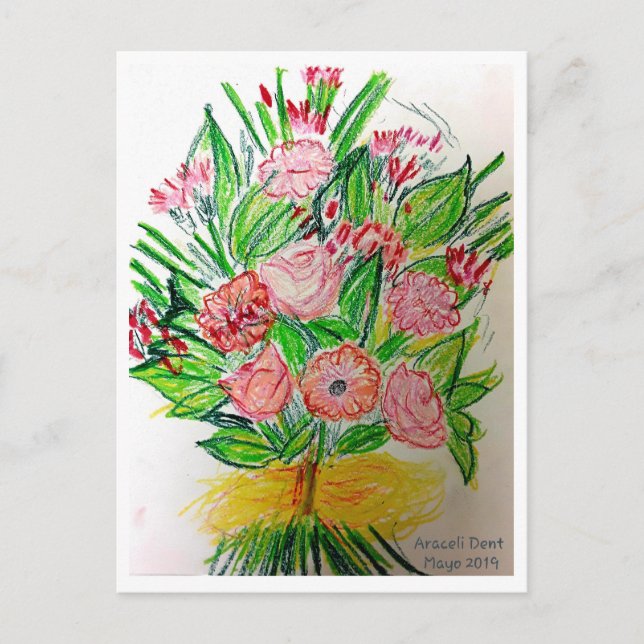 Premium Wrapped Canvas (Gloss) Gerberas Postcard (Front)