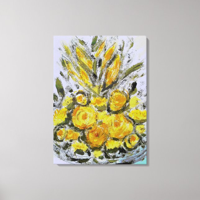 Premium Wrapped Canvas (Gloss) Yellow Rosas Print (Front)