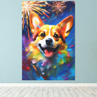 Premium Wrapped Canvas with Joyful & Playful Corgi Print