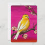 Premium Yellow Canary Bird Magenta Artwork Blank Card