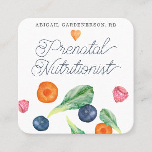 Prenatal Nutritionist Veggies Fruit Square Busine Business Card