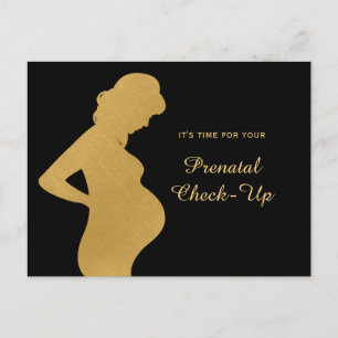 Prenatal Visit Checkup Gold Pregnancy Appointment Postcard