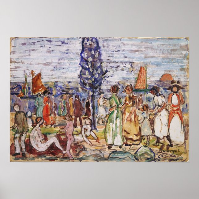 Prendergast - Beach With Blue Tree Poster (Front)