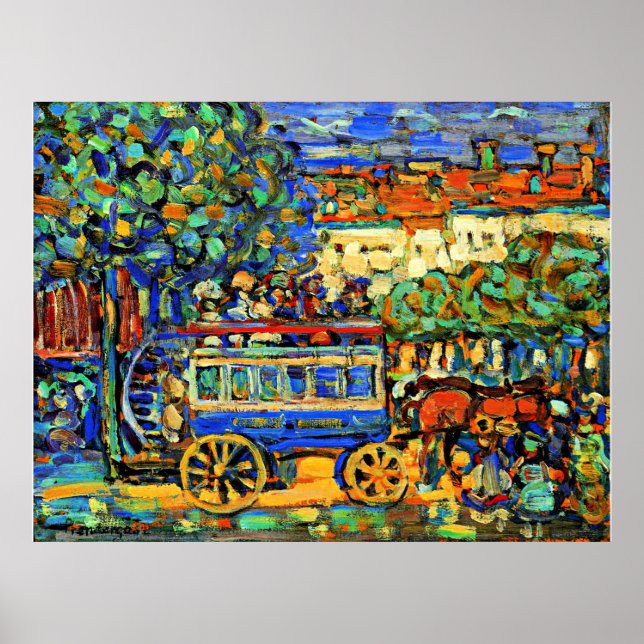 Prendergast - Paris Omnibus, colorful painting Poster (Front)