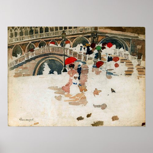 Prendergast _ Umbrellas In The Rain Venice Poster