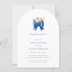prep the nest blue Baby Shower qr code Invitation