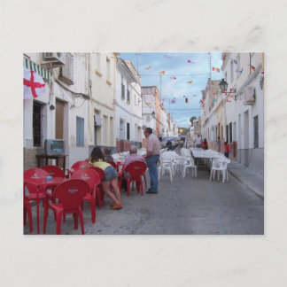 Preparation of the street party. postcard