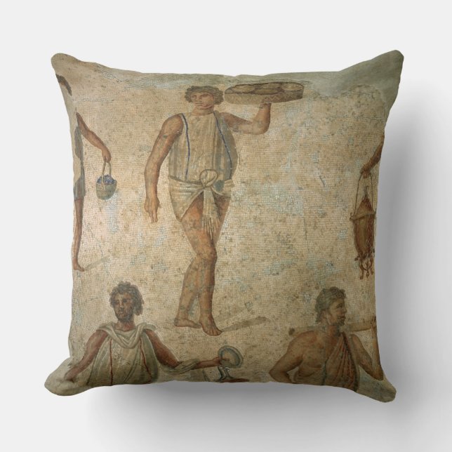 Preparations for a banquet, fragment of marble, li throw pillow (Front)