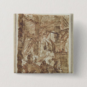 Preparatory drawing for plate number VIII Pinback Button