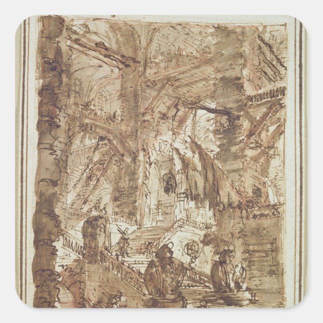 Preparatory drawing for plate number VIII Square Sticker (Front)