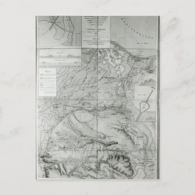Preparatory Map of the Suez Canal, 1855 Postcard (Front)
