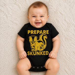 Prepare to Be Skunked Funny Retro Skunk Joke Baby Bodysuit
