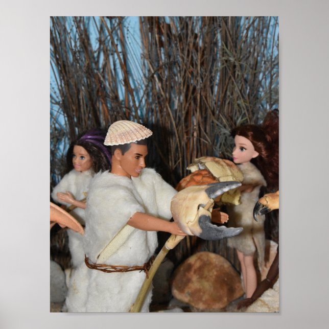 Preparing for a prehistoric hunt.  poster (Front)