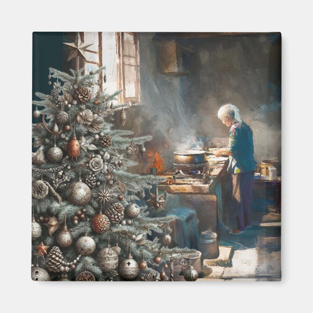 PREPARING FOR CHRISTMAS DINNER MAGNET (Front)