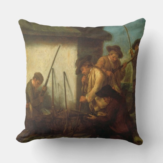 Preparing the Guns (oil on canvas) Throw Pillow (Front)