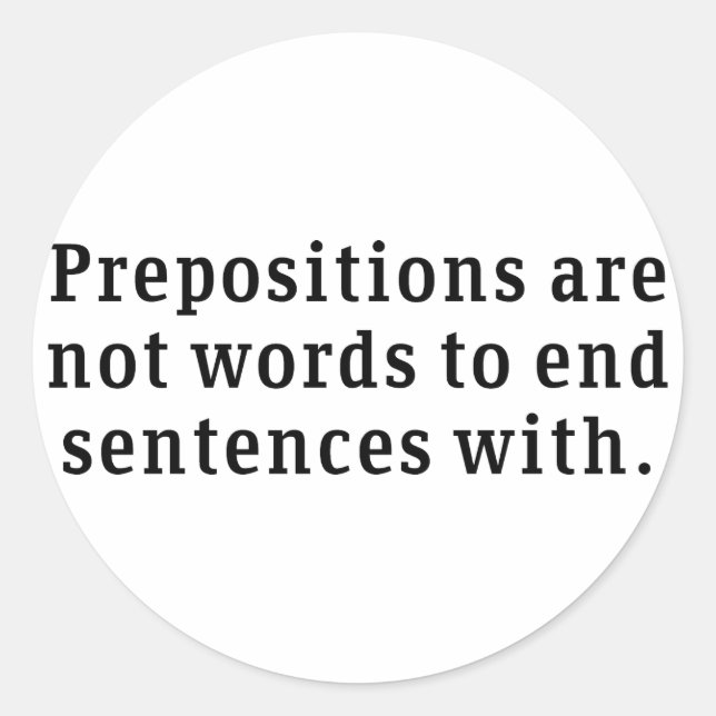 Prepositions Classic Round Sticker (Front)