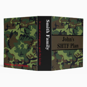 Prepper's Camouflage SHTF Emergency Preparedness 3 Ring Binder