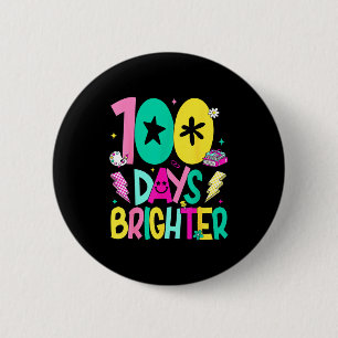 Preppy 100 Days Brighter Happy 100th Day Of School Button
