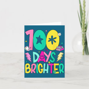 Preppy 100 Days Brighter Happy 100th Day Of School Card