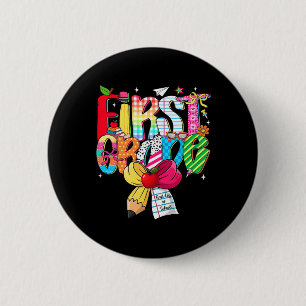 Preppy 1st Grade Dream Team Back To School Teacher Button