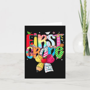 Preppy 1st Grade Dream Team Back To School Teacher Card