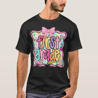 Preppy 1St Grade Teacher Groovy Floral Coquette T-Shirt