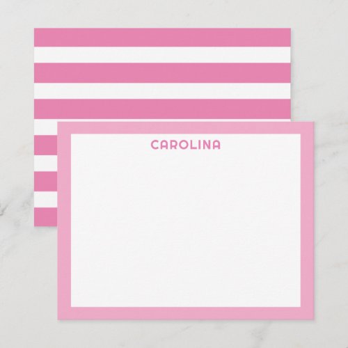Preppy 2-Tone Bubblegum Pink Cute Girly Note Card