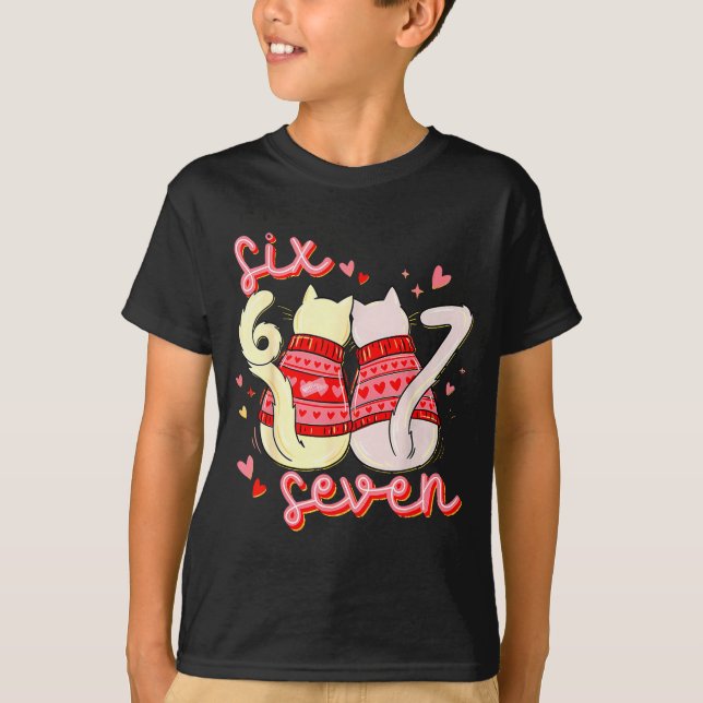 Preppy 67 Valentine Six Seven Cat 6 7 Men Women Ki T-Shirt (Front)