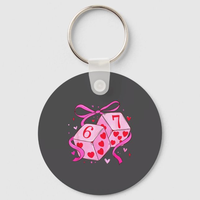 Preppy 67 Valentine Six Seven Dice 6 7 Men Women K Keychain (Front)