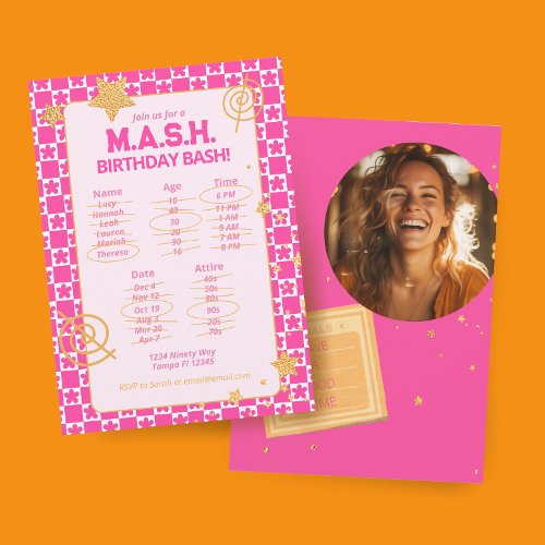 Preppy 90s Pink Throwback Birthday Party Invitation