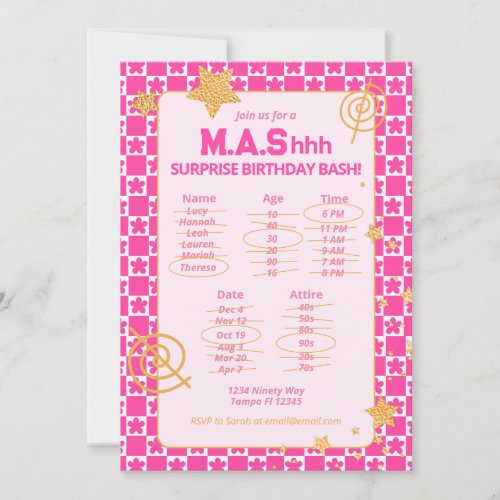 Preppy 90s Throwback Surprise Birthday Party Invitation