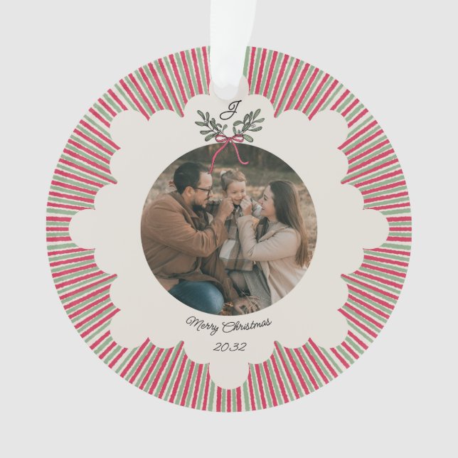 Preppy Acrylic Christmas Ornament with Photo  (Front)