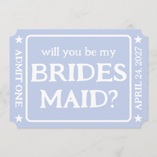 Preppy Admit One Ticket Bridesmaid Proposal  Save The Date (Front)