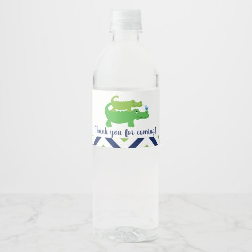 Preppy Alligator Baby Boy Water Bottle Label