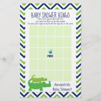 Preppy Alligator Baby Shower Bingo Game