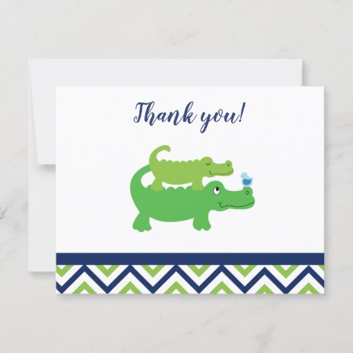 Preppy Alligator Crocodile Thank You Notes Invitation | Zazzle