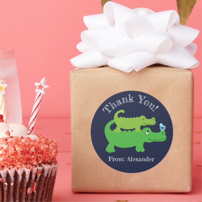 Preppy Alligator Custom Favor Sticker (Party)