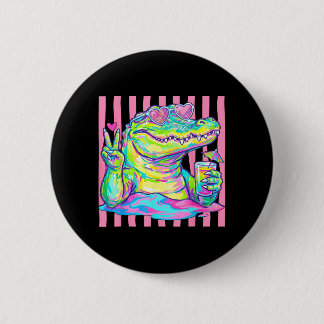 Preppy Alligator Heart Sungles Ed Aesthetic Summer Button