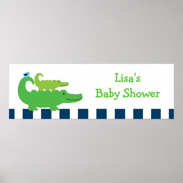 Preppy Alligator Personalized Banner Sign (Front)