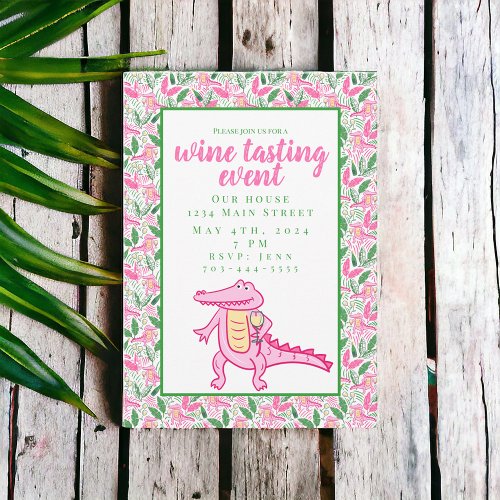 Preppy Alligator Wine Tasting  Invitation