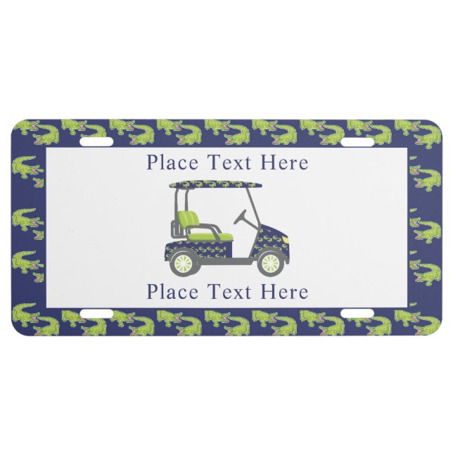 Preppy Alligators Golf Cart License Plate (Front)