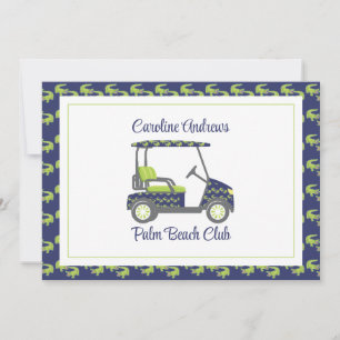 Preppy Alligators Palm Beach Golf Cart Thank You Card
