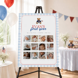 Preppy American Teddy Bear 12moths milestone Foam Board