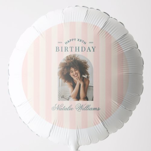 Preppy  Any Age Birthday Party Welcome Photo Pink  Balloon