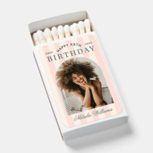 Preppy Any Age Birthday Party Welcome Photo Pink Matchboxes