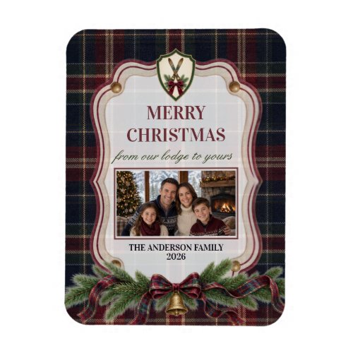 Preppy Après Ski Family Photo Christmas Magnet