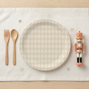 Preppy Argyle Christmas Holiday Party Paper Plates