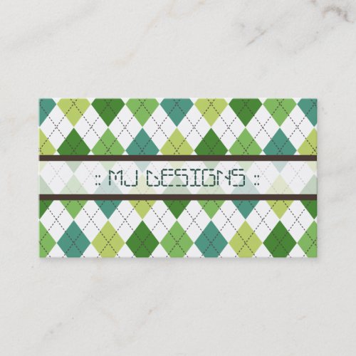 Preppy Argyle Diamond Pattern Business Card green Business Card