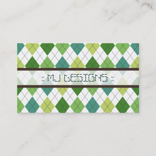 Customizable Preppy Argyle Diamond Pattern Business Card: green