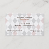 Preppy Argyle Diamond Pattern Business Card: red Business Card (Back)